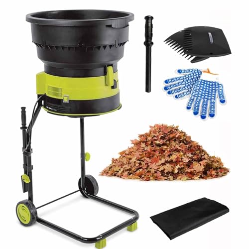 DDZJTPP Elektro-Seilhäcksler,Gartenhäcksler Ohne Messer,Einstellbare Partikelgröße,8000rpm Häcksler,Trichterdurchmesser 54cm,Überhitzungsschutz,Für Gartenlaub,Hofreinigung,Kompostier,60mxPowercord von DDZJTPP