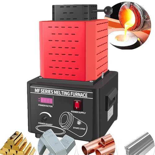 Gold Schmelzofen, 1600℃/2912℉ Digitaler Elektrischer Schmelzofen Mit Graphit Tiegel Für Schmelzkratzer, Silber, Gold, Kupfer, Aluminium, 220V Verfeinerung des Gussefens,Red-3KG von DDZJTPP