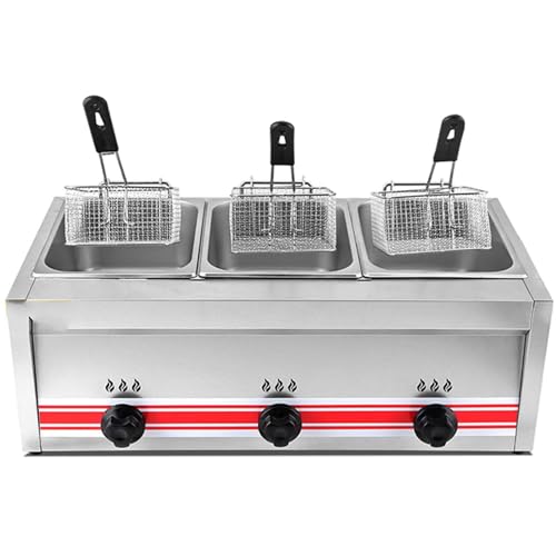 DDZJTPP Kommerzielle Gas Fritteuse Edelstahl Fritteuse Fritteuse Arbeitsplatte öl Friteuse Mit Frittierkorb Und Deckel Friteuse Mit Großer Kapazität,Für Pommes Frites,Triplecylinder10L+10L+10L DDZJTPP Kommerzielle Gas Fritteuse Edelstahl Fritteuse Fritteuse Arbeitsplatte öl Friteuse Mit Frittierkorb Und Deckel Friteuse Mit Großer Kapazität,Für Pommes Frites,Triplecylinder10L+10L+10L von DDZJTPP