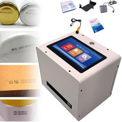 DDZJTPP Online Kodiermaschine, Automatische Inkjet-Codiermaschine, Kommerzieller Kleindrucker-Tintenstrahlcodierer, Für Text-Qr-Code/Barcode/Chargennummer/Etiketten/Bild/Datumsdrucker von DDZJTPP