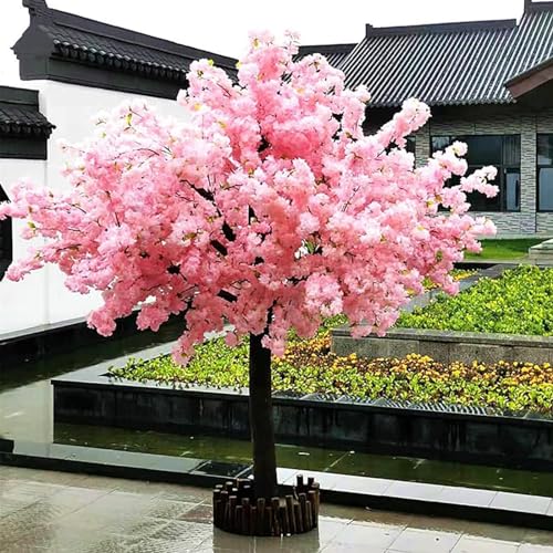 DDZJTPP Rosa Kirschblütenbaum Große Simulation Künstliche Kirschblütenbaum Seidenblume Für Hochzeitsveranstaltung Indoor Outdoor Party Restaurant,Round-1.5x1m/4.9x3.2ft von DDZJTPP