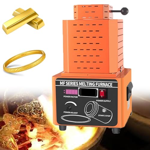 DDZJTPP Schmelzofen Automatisch Elektrisch,Goldschmelzofen 1600℃/2912℉,Professioneller Schmelzofen,Digitale Steuerung Mit Tiegel Aus Graphit,Schnelle Erwärmung Für Metallbehandlung,Orange-1KG von DDZJTPP