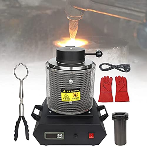 DDZJTPP Schmelzofen Automatisch Elektrisch 1800w Goldschmelzofen, 1150°C Professioneller Schmelzofen, Digitale Steuerung Mit Tiegel Aus Graphit, Schnelle Erwärmung Für Metallbehandlung,Black-1kg von DDZJTPP