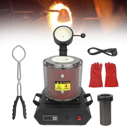 DDZJTPP Schmelzofen Automatisch Elektrisch 1800w Goldschmelzofen, 1150°C Professioneller Schmelzofen, Digitale Steuerung Mit Tiegel Aus Graphit, Schnelle Erwärmung Für Metallbehandlung,Red-3kg von DDZJTPP