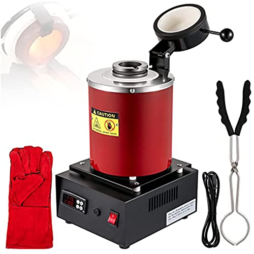 DDZJTPP Schmelzofen Automatisch Elektrisch 1800w Goldschmelzofen,1150°C Professioneller Schmelzofen,Digitale Steuerung Mit Tiegel Aus Graphit,Schnelle Erwärmung Für Metallbehandlung,Red-2kg von DDZJTPP