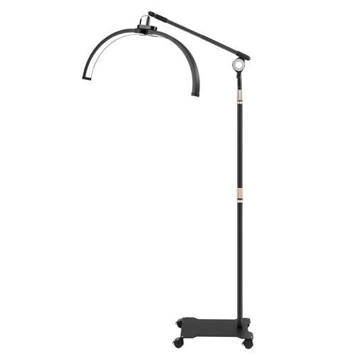 DDZcozy Halbmond Lampe mit Telefonständer, LED Wimpernverlängerung Lampe mit 350° drehbarer Lichtkopf für Schönheitsstudio von DDZcozy