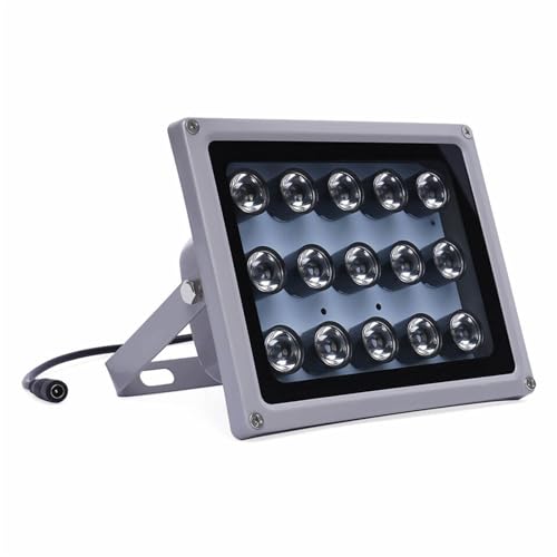 DDZcozy IR Strahler, 15 LEDs IR Scheinwerfer für Nachtsicht, 850nm Wasserdichtes LED Infrarot Licht für Überwachungskamera für Innen und Außenbereich von DDZcozy