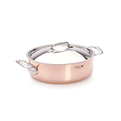 de Buyer - Niederer Bratentopf aus Kupfer mit Deckel aus Edelstahl PRIMA MATERA - 28 cm - 6241.28, Kupferbraun von DE BUYER