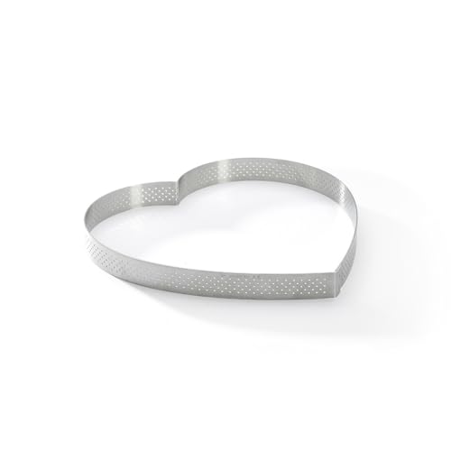 DE BUYER PERFORATED TART RING, Heart, in Stainless Steel, 0.75-Inch high O 8.75-Inch, Silber von DE BUYER