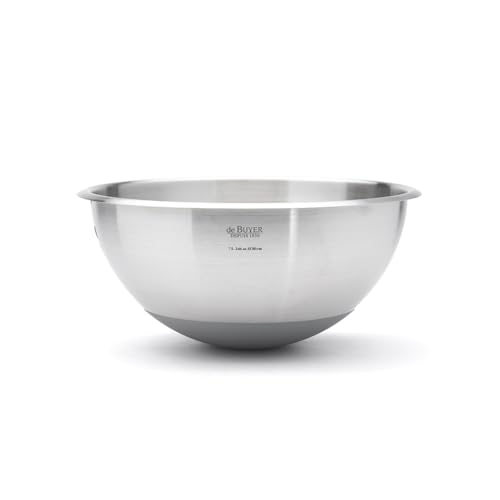 de Buyer - Halbkugelförmige Schlagschüssel aus Edelstahl mit Silikonboden - Durchmesser 30 cm - 3373.30, Silber von DE BUYER