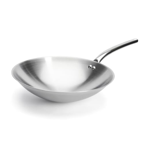 De Buyer 3122.36 Wok, Edelstahl, Silber, 27,9 x 20,1 x 10,9 cm von DE BUYER