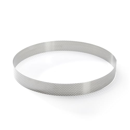 de Buyer - Runder Tortenring VALRHONA aus perforiertem Edelstahl - Durchmesser 28,5 cm, Höhe 3,5 cm - 3098.10, Silber von DE BUYER