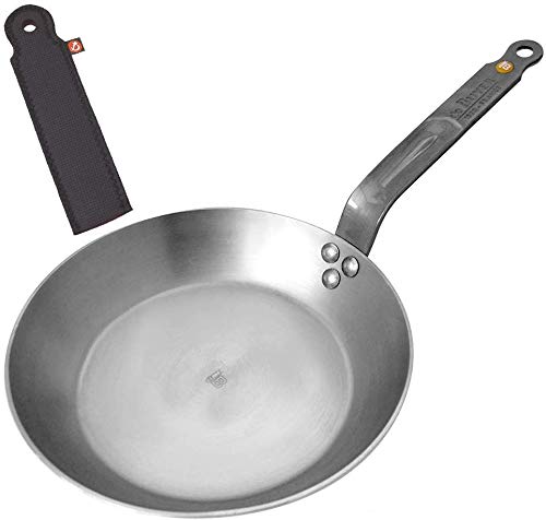 DE BUYER 5610.28 Mineral B Element Bratpfanne, Eisenstahl Plus Handschutz Griffschutz Spar-Set (26 cm) von DE BUYER