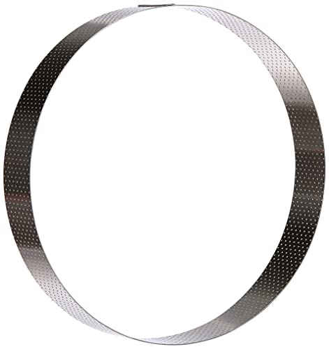 De Buyer – VALHORNA runder Tortenring aus perforiertem Edelstahl – Durchmesser 24,5 cm, Höhe 3,5 cm – 3098.09, Silber von DE BUYER
