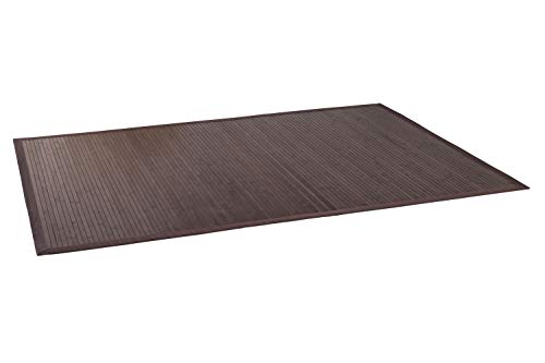 DE-COmmerce Bambusteppich WENGE I Küchenteppich Bettumrandung Läufer Bettvorleger Holzteppich Vorleger I Hochwertiger Teppich Wohnzimmer Dunkelbraun 12 Maße I XXL Bordüre 200 x 250 cm von DE-COmmerce Germany