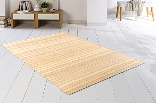 DE-COmmerce Bambusteppich SOLID Pure 100x160 cm extra breite 50mm StegeI die Neue Generation BambusteppichI kein Bordürenteppich I Teppich I Wohnzimmer I Küche I I Made IN Germany von DE-COmmerce