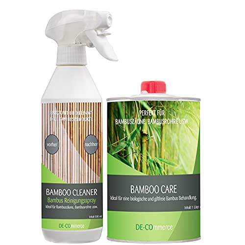 DE-COmmerce® Pflege Set | Pflegeöl | Reinigungsspray für Bambus außen| Bambuszaun | Sichtschutz | Pflege | Pflegeset von DE-COmmerce