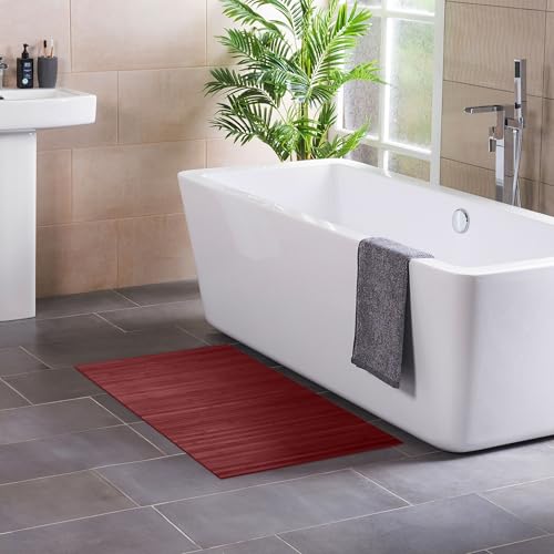 DE-COmmerce Badteppich aus Bambus Lines Aurora 50 x 50 cm Badematte Badvorleger Duschmatte rutschhemmend von DE-COmmerce