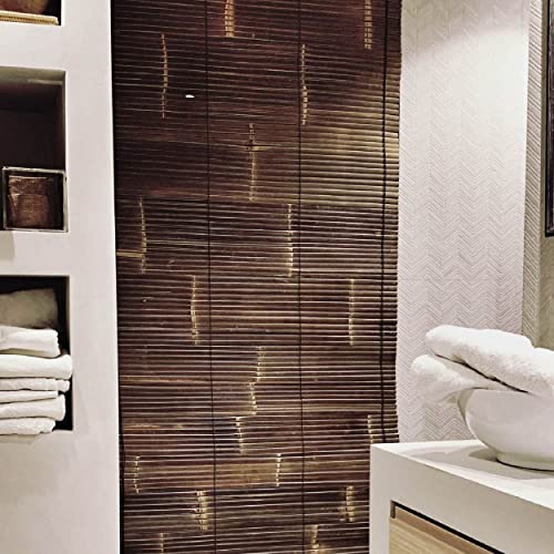 ﻿DE-COmmerce Bambusrollo Nigra 200x200 cm Fensterrollo, Jalousie für Innen & Außen, ohne Bohren montierbar, wetterfester Sichtschutz & Sonnenschutz für Fenster & Türen aus Bambus von DE-COmmerce