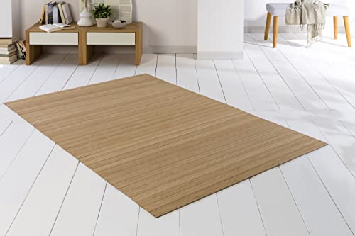 DE-COmmerce Bambusteppich SOLID Nature 70x140 cm extra breite 50mm Steg I die Neue Generation BambusteppichI kein BordürenteppichI Teppich I Wohnzimmer I Küche I I Made IN Germany von DE-COmmerce