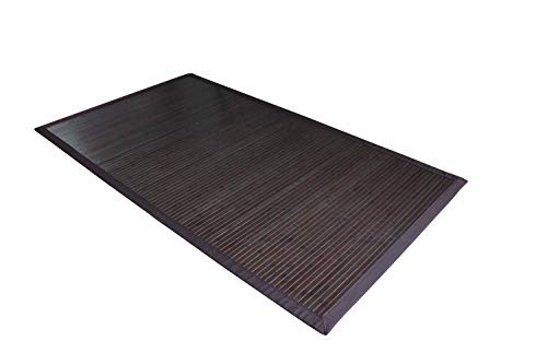 DE-COmmerce Moderner dunkler Bambusteppich Coffee mit breiter Bordüre I Bettumrandung Läufer Schlafzimmer Küchenvorleger Flurteppich I Nachhaltiger Naturfaser Teppich I 200 x 250 cm von DE-COmmerce