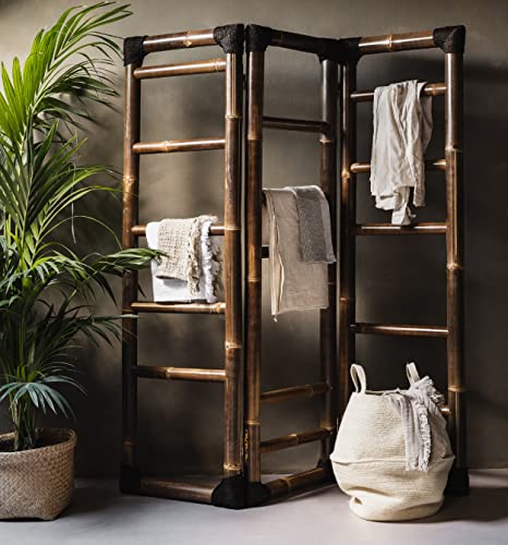 DE-COmmerce Raumteiler Shinto 180x180 cm nigra Bambus Paravent zum Aufstellen für Schlafzimmer oder Badezimmer I Asiatische Trennwand Garten klappbar & wetterfest von DE-COmmerce