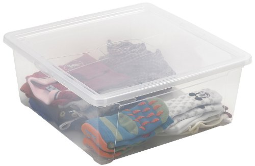 DEA HOME Set 5 AUFBEWAHRUNGSBOX Easy Box L (18L) TRANSPARENT, 40x40x16, Weiß, 40 x 40 x 16 cm von DEA HOME