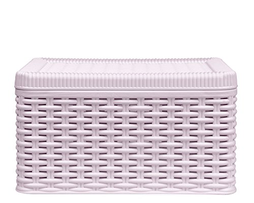 DEA-home Ondis24 Aufbewahrungsbox Lagerbox Allzweckbox Rattan Optik Stapelbox Decora (S, rosa) von DEA HOME