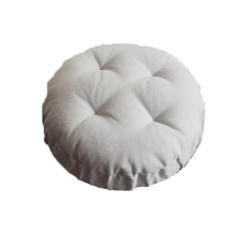 DEACOLIN Runder Hocker-Kissenbezug für sitzende Personen, weicher Barhocker-Bezug mit Gummiband, atmungsaktiv, Perlbaumwolle, Schutzbezug (Durchmesser 33 cm, Beige) von DEACOLIN