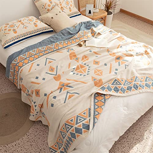 Deamos Boho Decke 100% Baumwolle Tagesdecke,Alle Saison Doppelseitig Gewebte Kuscheldecke 200×230 cm,Weich Geometrisch Muster Couchdecke Sofadecke Landhausstil Sesseldecke Wohndecke von Deamos