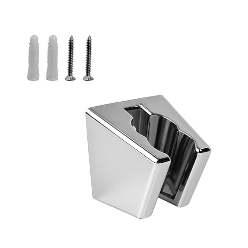 DEANKEJI 2 Stück Silber Duschkopfhalterung, Duschhalterung Verstellbar mit Schrauben, Handbrause Halterung hat Zwei Kartenfächer, Brause Halterung für UnterstüTzung, Wandmontage, Badezimmer von DEANKEJI