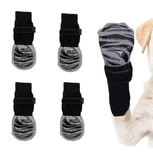 DEANKEJI 2-Paar L-Größe Hundesocken, mit Klettverschluss Pfotenschutz Hund, Hundesocken Anti Rutsch Schützt die Pfoten des Haustiers von DEANKEJI