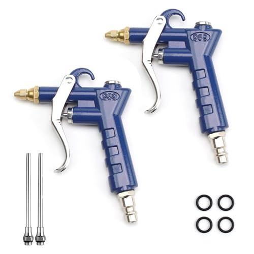 DEANKEJI 2 Stück Luftpistole-Ausblaspistole Druckluft mit 2 Austauschbaren 10 cm Düsen - Druckluft Zubehör Geeignet für Druckluft zur Entfernung von Schwer Erreichbarem Schmutz von DEANKEJI