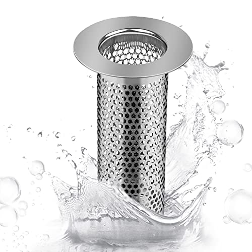 Abflusssieb Dusche, DEANKEJI 5.5 × 8 cm Haarsieb Dusche - Silber Edelstahl Bodenablauf Abfluss Filter Netz - Abfluss Haarfänger, Einsetzbar für Küche, Bad, Balkonbodenablauf von DEANKEJI