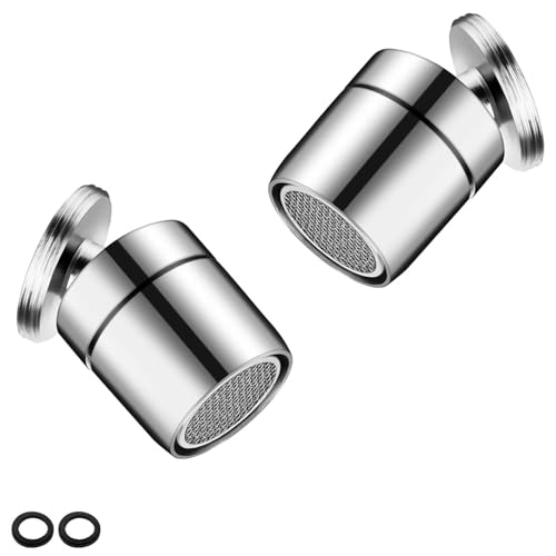 Drehbar Wasserhahn Luftsprudler, DEANKEJI 2 Stück Silber Farbe Rostfreier Stahl Wassersparer, Küchenspüle Wasserhahn Wassersparer, Geeignet für Familien, Hotels, Öffentliche Einrichtungen von DEANKEJI