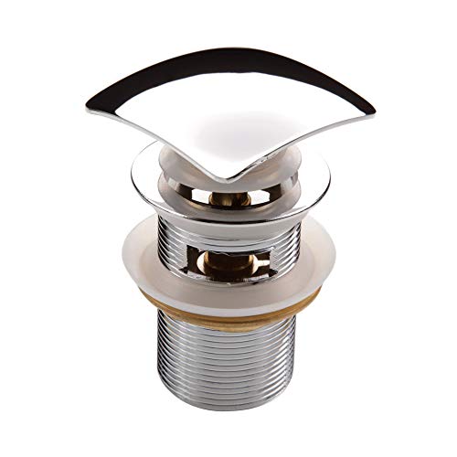 Hochwertige Click Clack Universal Ablaufgarnitur Chrom Eckig aus Messing mit Pop Up Ventil mit Überlauf für Waschbecken/Waschtisch 1 1/4" Siphon Syphon Anschluss von DEANTE