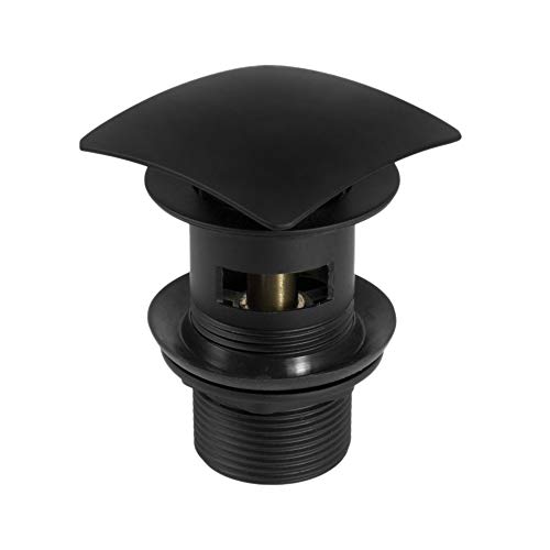 Hochwertige Universal Ablaufgarnitur Schwarz Eckig aus Messing mit Pop Up Ventil mit Überlauf für Waschbecken/Waschtisch 1 1/4" Siphon Syphon Anschluss Click Clack von DEANTE