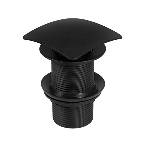 Hochwertige Universal Ablaufgarnitur Schwarz Eckig aus Messing mit Pop Up Ventil ohne Überlauf für Waschbecken/Waschtisch 1 1/4" Siphon Syphon Anschluss Click Clack von DEANTE