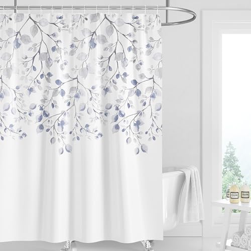 DEARARTBath Blume weißer Duschvorhang für Badezimmer, H180 x W150 cm (Packung von 1), Dicker Tuch Duschvorhang Set mit Haken, Schimmelfest, 100% wasserdicht, maschinenwaschbar, einfach zu reinigen von DEARART