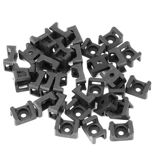 1 Packung mit 200 Kabelbinder-Befestigungen, Schwarz, zum Aufdrehen, Kabelhalter, Schraubsockel, Sattelmontage, Ideal für Kabelmanagement im Homeoffice, Computerraumverkabelung, Werkstatt (4mm) von DEARBAG
