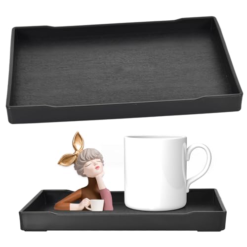 2 Stück Badezimmer Tablett, Plastik Schminktisch Tablett Organizer, Deko Tablett Rechteckig, Badewanne Veranstalter Kosmetik Halter, für Arbeitsplatte Waschtisch Küchenspüle Toilettenschüssel(Schwarz) von DEARBAG