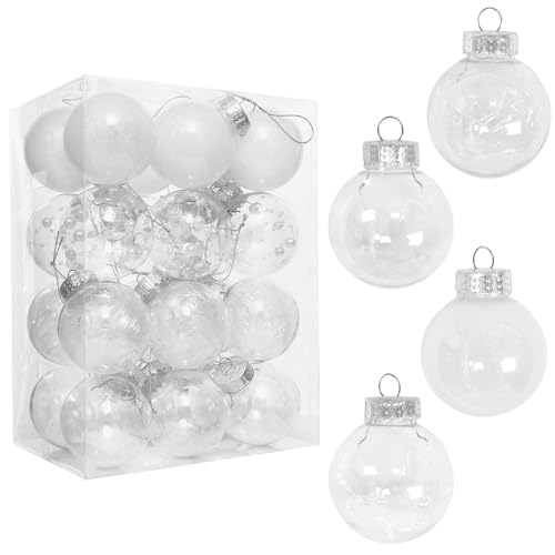 24 Stück Christbaumkugeln Set Weiß, Ø 6cm Christbaumkugeln aus Kunststoff, Schöne Weihnachtskugeln Set mit Pailletten und Perlen Geschmückt, Christbaumkugeln für Weihnachtsdeko, Haus Dekoration 24 Stück Christbaumkugeln Set Weiß, Ø 6cm Christbaumkugeln aus Kunststoff, Schöne Weihnachtskugeln Set mit Pailletten und Perlen Geschmückt, Christbaumkugeln für Weihnachtsdeko, Haus Dekoration von DEARBAG