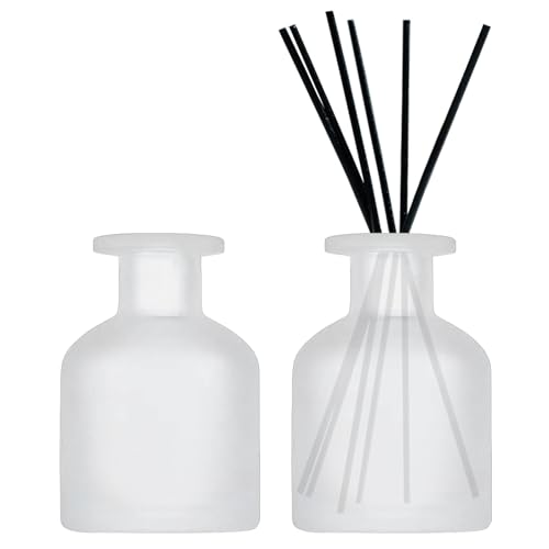 DEARBAG 2 Stück Schwarz Glasdiffusorflaschen Set, 150ml Matte Glasflaschen für Raumduft Diffusor, Leere Diffusorflasche Glas Diffusor Flaschen Behälter für Ätherische Öle Aromatherapie (Frosted) von DEARBAG