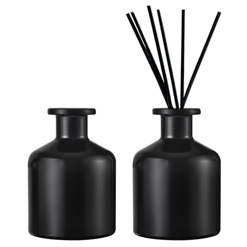 DEARBAG 2 Stück Schwarz Glasdiffusorflaschen Set, 150ml Matte Glasflaschen für Raumduft Diffusor, Leere Diffusorflasche Glas Diffusor Flaschen Behälter für Ätherische Öle Aromatherapie (Schwarz) von DEARBAG