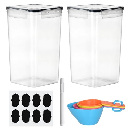 Vorratsdosen 6,5L Aufbewahrungsbox Küche 2er Set Vorratsdosen mit Deckel Extra Groß Luftdichte Aufbewahrungsbox BPA frei Vorratsbehälter mit Etiketten und Löffel für Getreide Mehl Zucker Pasta Müsli von DEARBAG