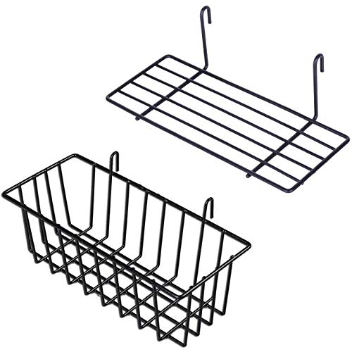 DEARBORN 2 Stück Hängekorb gerade Regal Blumentopf Display Halter für Draht Wand Gitter Panel, Brot Korb Eisen Rack von DEARBORN