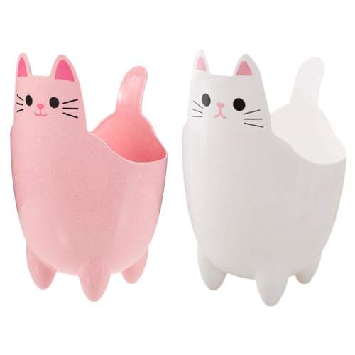 DEARMAMY 2 Stück Kleine Mülleimer In Katzenform Mini-Tisch-Mülleimer Süßer Katzen-Papierkorb Kawaii-Mülleimer Niedliches Tier-Design Papierkorb Papiereimer Für Jungen Mädchen Kinderzimmer von DEARMAMY