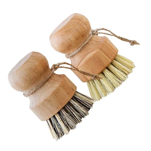 DEARMAMY 4 Stück Teiliges Küchenbürsten aus Langlebigem Holz Kleine Spülbürsten mit Natürlichem Palm und Kokosfasermix Vielseitig für Geschirr Töpfe und Spüle Handlich und Robust von DEARMAMY
