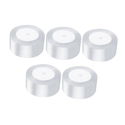 DEARMAMY 5 Rollen verpackung Band Präsentieren Sie Wickelbänder Satinbänder gegenwärtige Verpackungsmaterialien geschmiedetes Band Geburtstagsband Grosgrain-Bänder Polyester Weiß von DEARMAMY