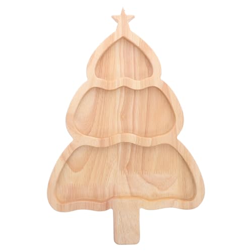 DEARMAMY Bambus-Serviertablett in Weihnachtsbaumform – Vorspeisenteller mit unterteilten Abschnitten für Snacks, Desserts und Wurstwaren (11. 79 x 7 cm, 218,4 cm) von DEARMAMY
